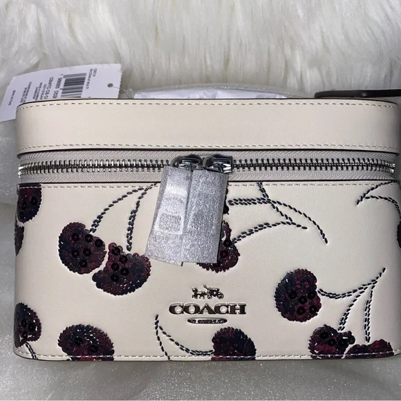 Coach leather Cosmetic Case With Cherry Print New with tags - Picture 2 of 14